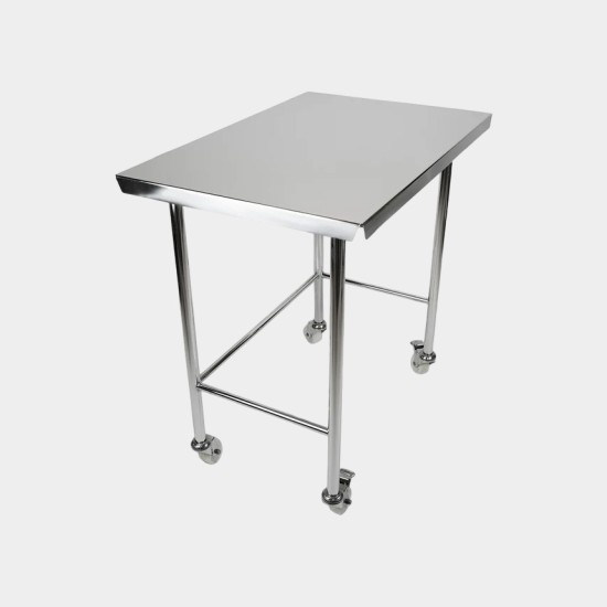 HYGIENOX Mobile Electropolished Table with Rear Rail HYGIENOX Mobile Electropolished Table with Rear Rail