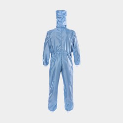 Blue Cleanroom Coverall with Hood, ISO Class 3