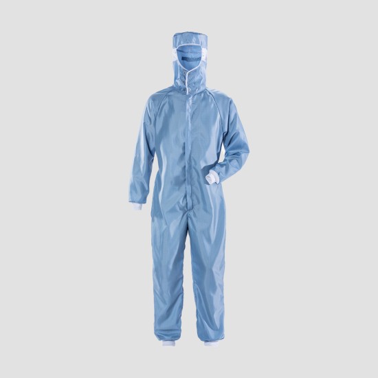 104966-500 Cleanroom Coverall with hood, ISO Class3, Blue, XS